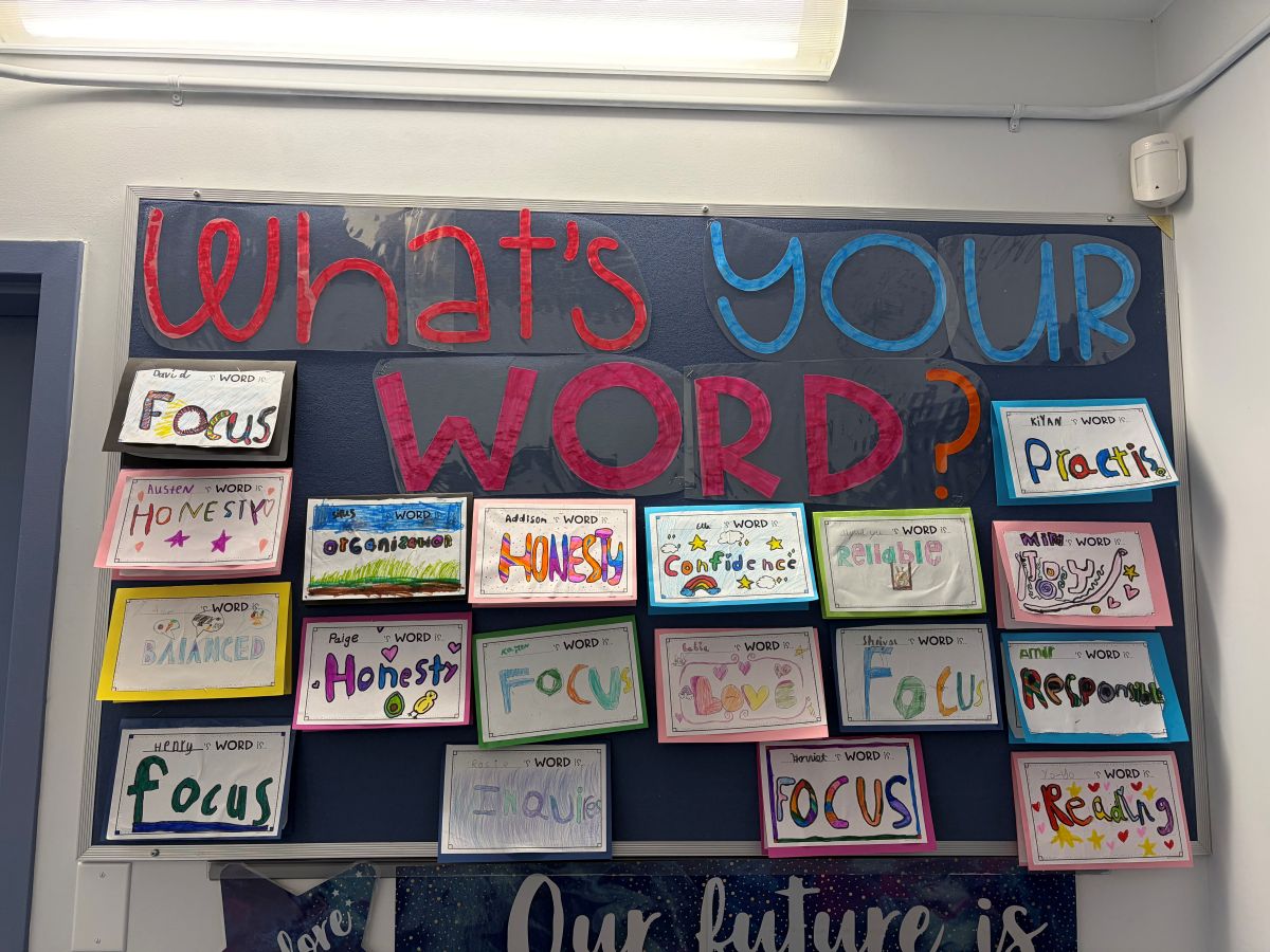 Grade 2 choses their word goals